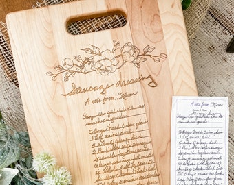 Personalized Handwritten Recipe Maple or Walnut Cutting Board - Custom Engraved Gift Rectangle