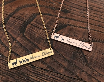 Mama Llama Necklace (You can also Personalize the Back if you select 2 Sided)
