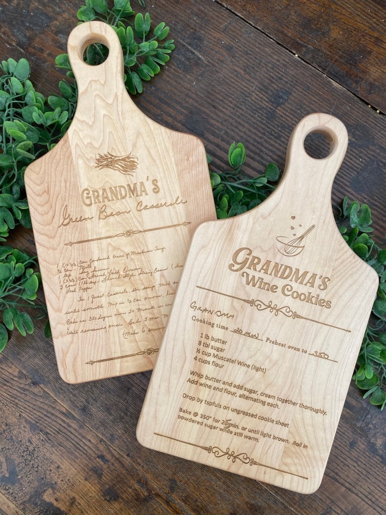 Handwritten recipe engraved onto a Maple or Walnut Cutting Board image 3