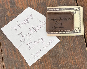 Money Clip with Handwritten Message that is Laser Engraved