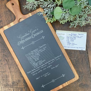 Custom Engraved Slate Board / Handwriting Transfer / Grandma’s Famous Recipe / Cheese Board