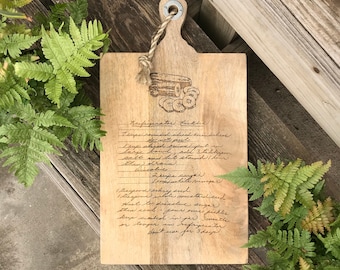 Personalized Handwritten Recipe Large Acacia Cutting Board - Custom Engraved Gift