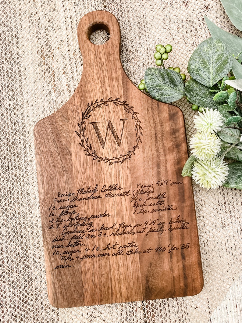 Handwritten recipe engraved onto a Maple or Walnut Cutting Board image 5