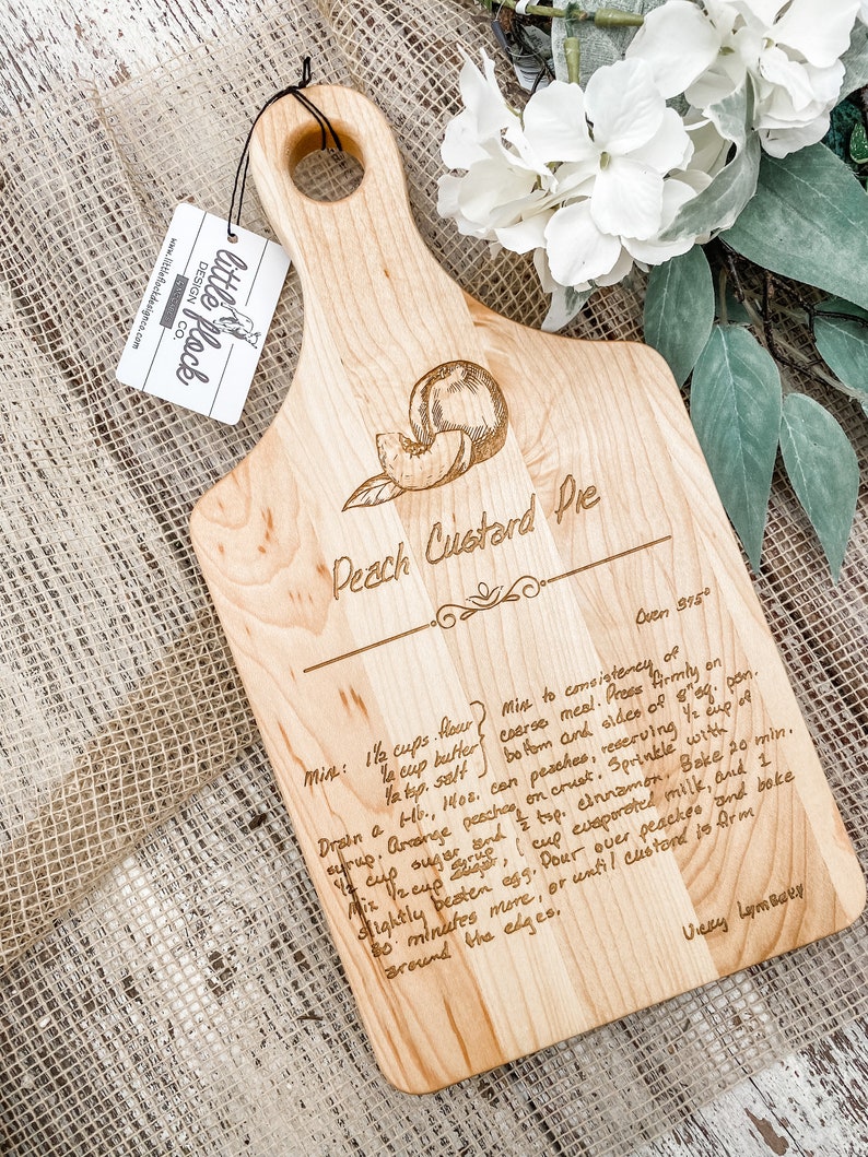 Handwritten recipe engraved onto a Maple or Walnut Cutting Board image 7