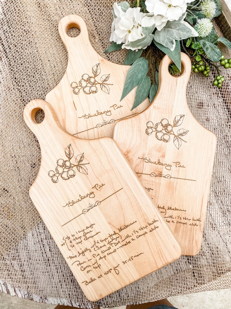 Handwritten recipe engraved onto a Maple or Walnut Cutting Board image 6