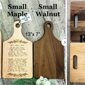 Handwritten recipe engraved onto a Maple or Walnut Cutting Board image 10