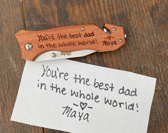 Pocket Knife with Handwritten Message Transferred Father's Day Gifts for Dad