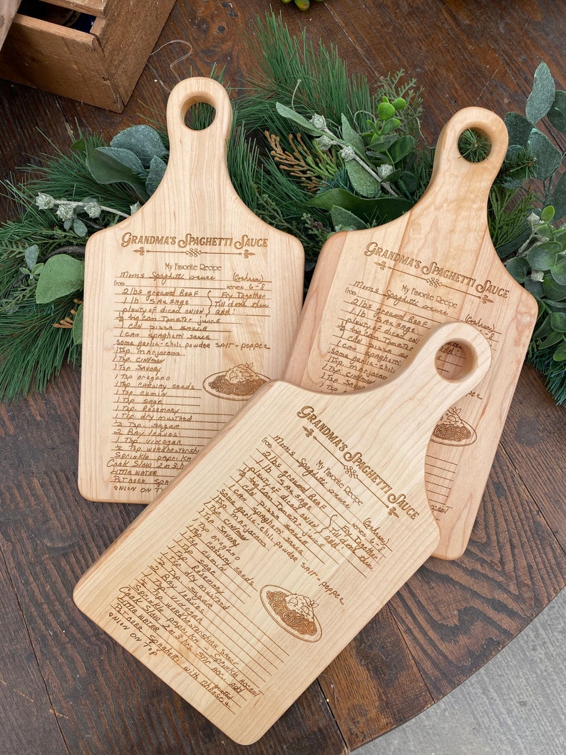 Handwritten recipe engraved onto a Maple or Walnut Cutting Board image 4