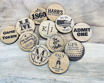 Custom Engraved Wood Tokens | Personalized Event Coins
