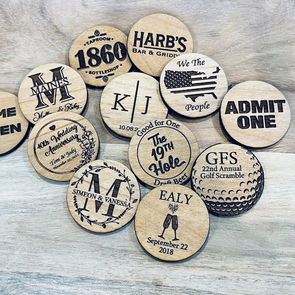 Event Tokens | Personalized Tokens | Pocket Tokens | Wood Coins | Company Logo | Challenge Coin