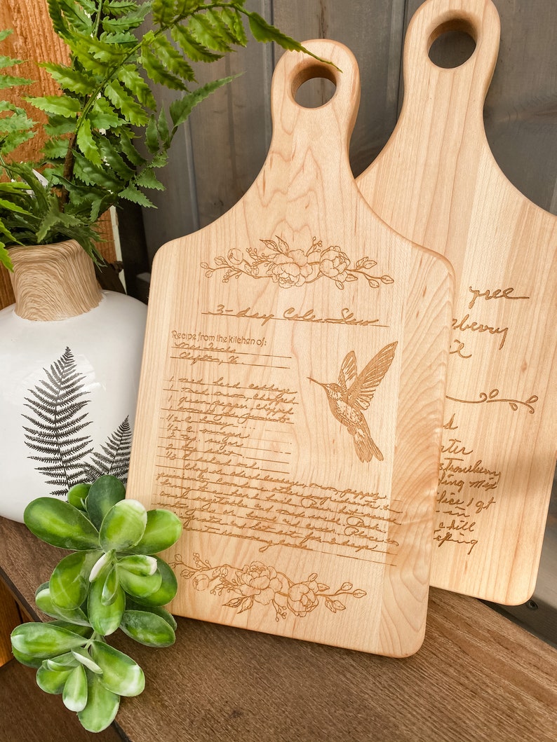 Handwritten recipe engraved onto a Maple or Walnut Cutting Board image 8