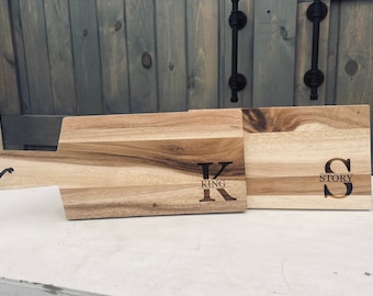 Split Letter Monogram Cutting Board Acacia Wood