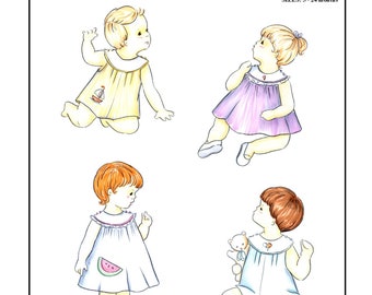 Creations by Michie' #120 - Sunsuit or Dress  - Sizes:  3 – 24 months - Sewing Pattern Instant Download Printable