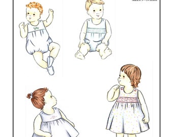 Creations by Michie' #132 - Sunsuit and Sundress with Smocking or Embroidery - Size: 3 -24 mos. - Sewing Pattern Instant Download Printable