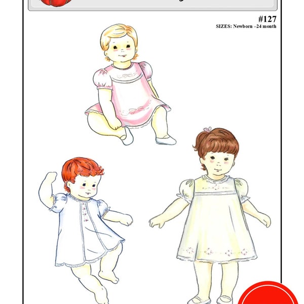 Creations by Michie' #127 - Baby Dress - Sizes: Newborn – 24 months - Sewing Pattern Instant Download Printable