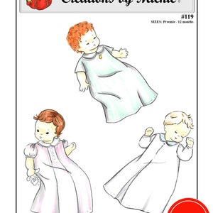Creations by Michie' #119 - Baby Daygown - Sizes: Preemie -12 mos. - Sewing Pattern Instant Download Printable