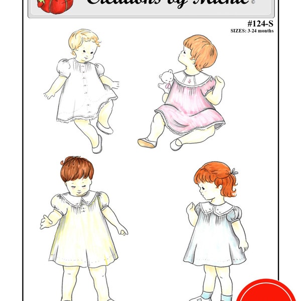 Creations by Michie' #124-S - Heirloom Dress - Size: 3-24 months - Sewing Pattern Instant Download Printable
