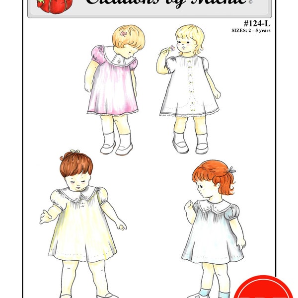 Creations by Michie' #124-L - Heirloom Dress - Size: 2-5 years - Sewing Pattern Instant Download Printable