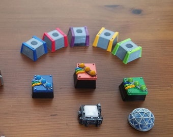 Factorio Artisan Keycaps, Cherry MX, Beacon, Chemical Plant, Logistics Chest, Module, Assembly Machine , Lab, Lamp, Belts, Arrow keys
