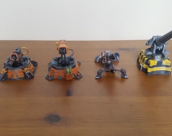 Factorio Turret Collection, Gun Turret, Laser Turret, Flamethrower Turret, Artillery Cannon. Adjustable poses