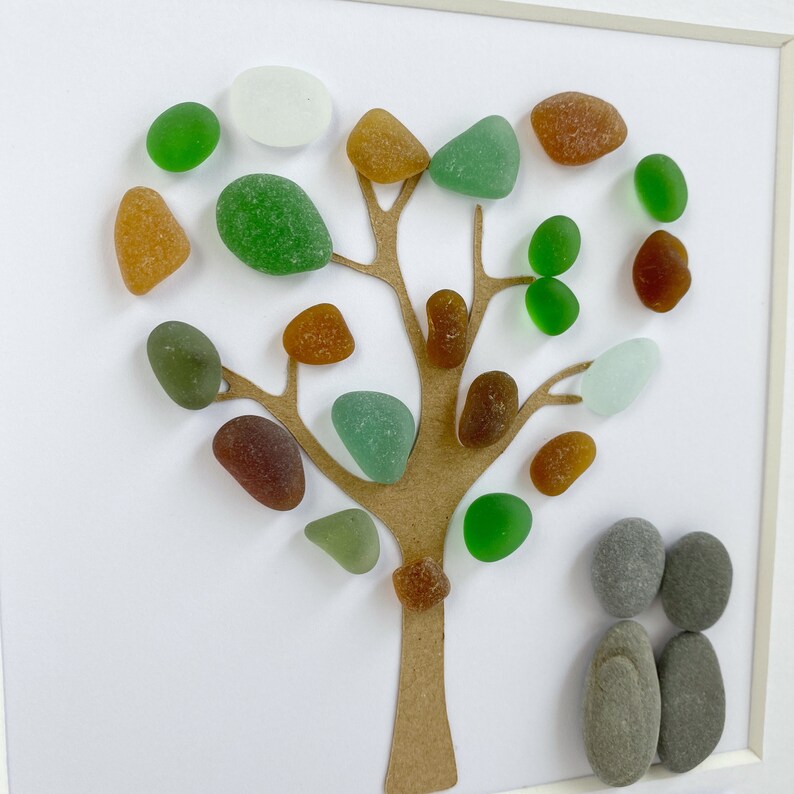 Handmade Pebble Art Seaglass Art Wedding Pebble Picture Etsy
