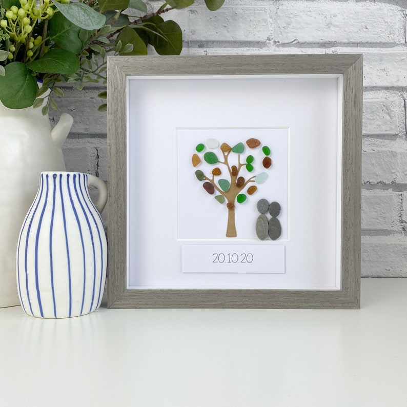 Handmade Pebble Art Seaglass Art Wedding Pebble Picture Etsy