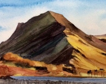 Lake District, Buttermere, Landscape painting, Cumbria, watercolor landscape, Fleetwith Pike, mountain landscape, watercolor painting