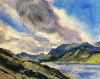 Lake District, Buttermere, Cumbria, England painting, English landscape, Buttermere lake