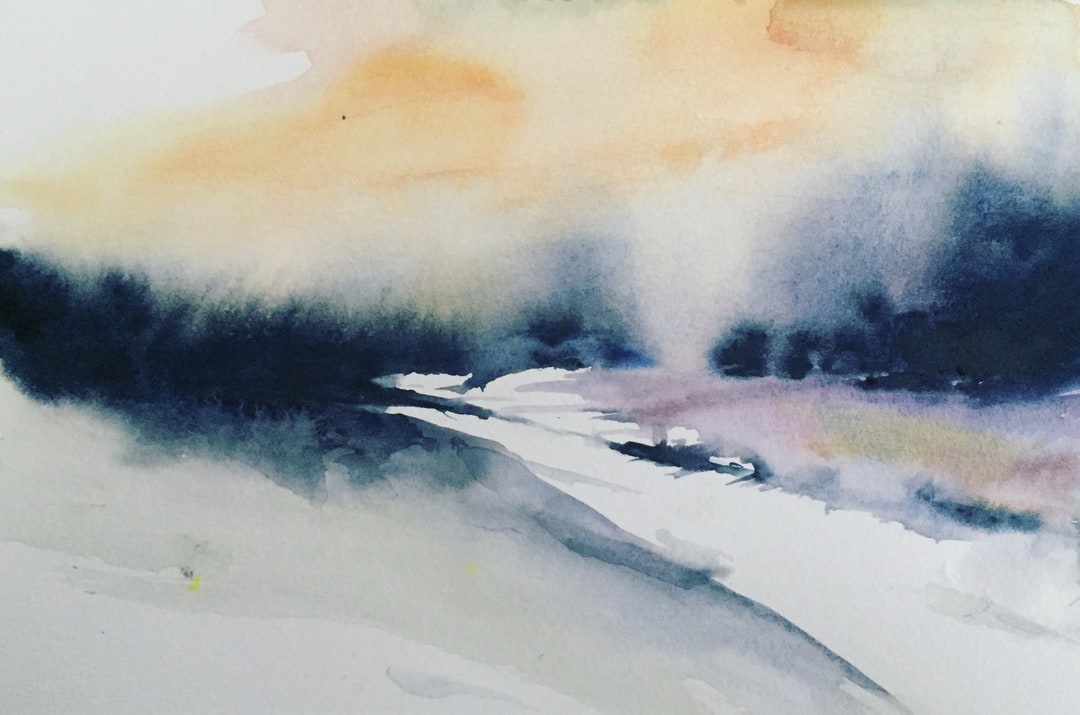 Abstract Landscape, Contemporary Watercolor, Abstract