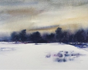 Snow watercolor, snow landscape, snow meadow, snow painting, winter landscape, watercolor snow landscape, watercolor painting, landscape