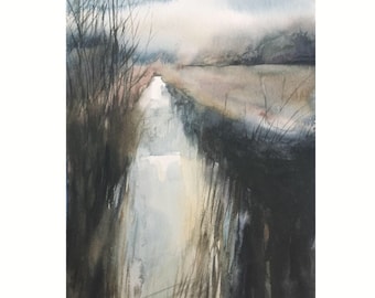 River painting, river watercolor, watercolor landscape, riverside, watercolor river, loose watercolor, landscape painting, landscape