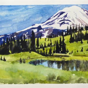 Naches loop trail, Mount rainier, PNW Print, Chinook pass print, mountain watercolor, watercolor landscape