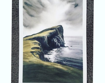 Isle of Skye print, Neist point watercolor, watercolor landscape, Scottish landscape watercolor, Scottish coast, isle of Skye, Skye