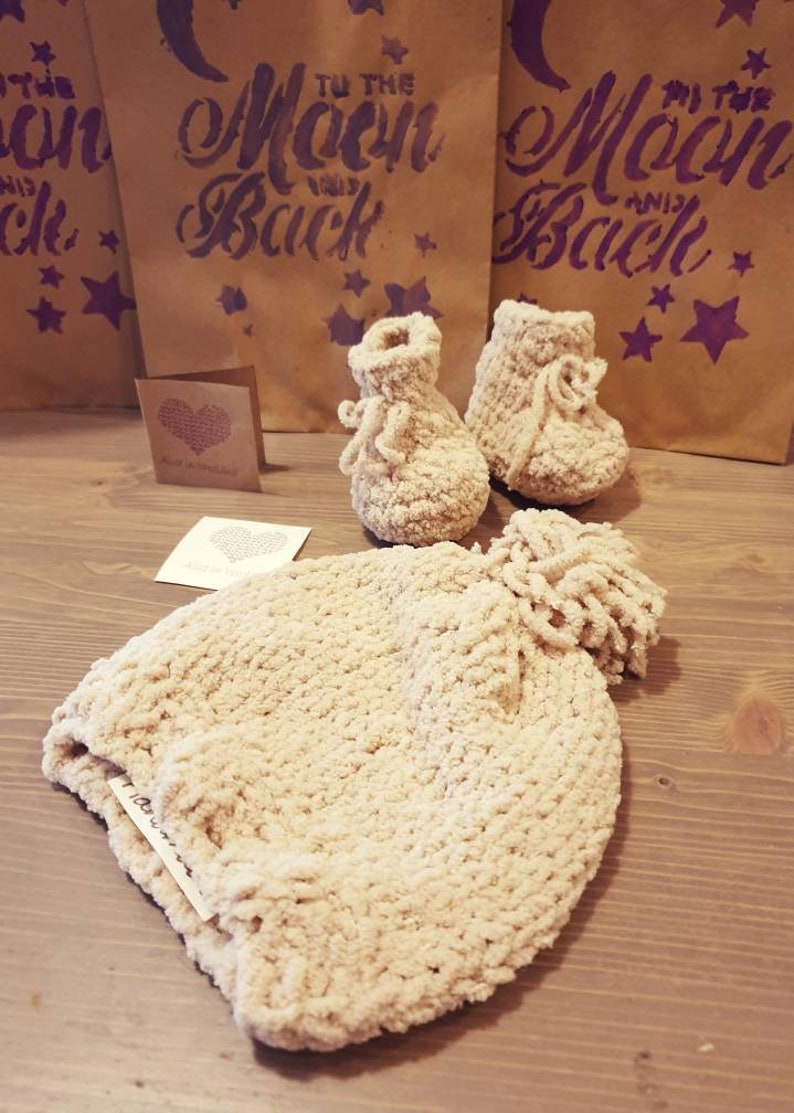 kids and mom beanie hat or set of baby kids hat /& slippers made of super soft micropolyester yarn. Handmade super soft baby