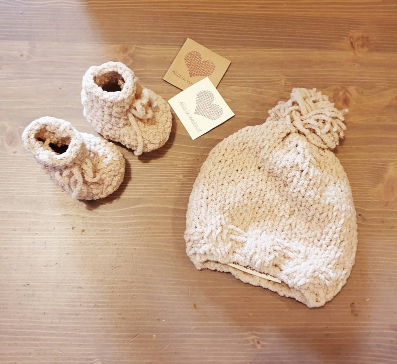 kids and mom beanie hat or set of baby kids hat /& slippers made of super soft micropolyester yarn. Handmade super soft baby