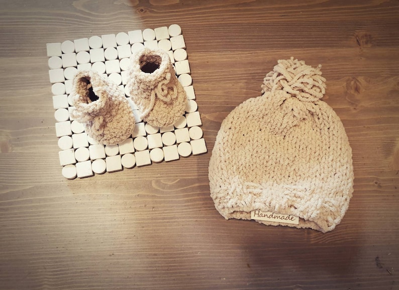 kids and mom beanie hat or set of baby kids hat /& slippers made of super soft micropolyester yarn. Handmade super soft baby