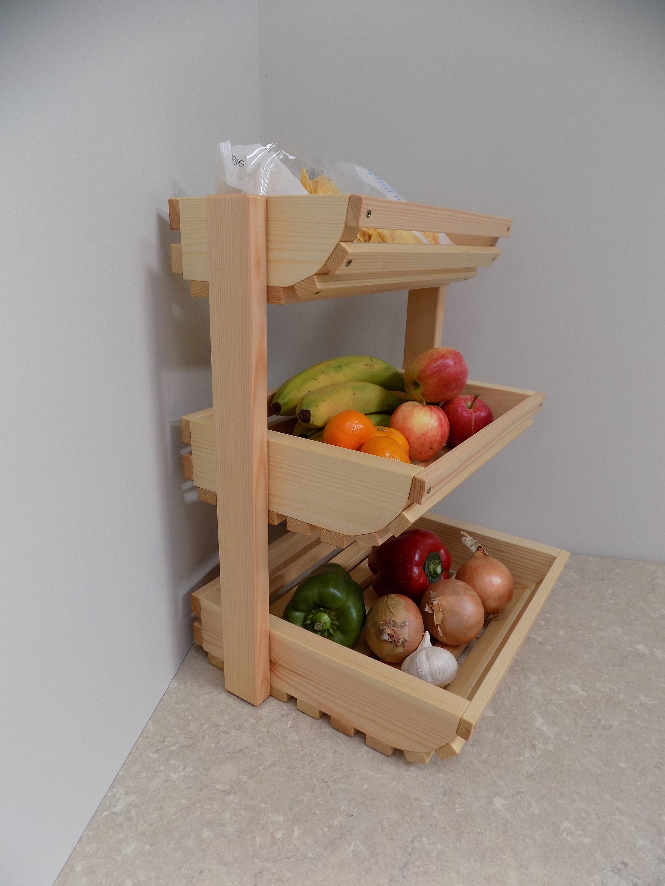 Wood Vegetable Fruit Storage Rack Snack Rack Kitchen Vertical