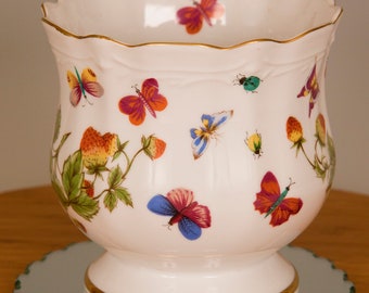 Ardalt Lenwile China Hand Painted Tea Coffee Cup Butterflies Strawberries NOS