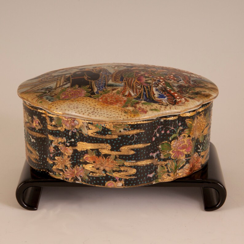 Vintage Royal Satsuma Trinket Box Made in China Etsy