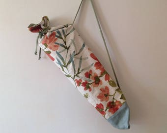 Yoga Mat Bag floral, large, green, blue and orange, flower