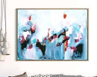 Blue red painting | Etsy