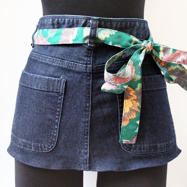 Made with Repurposed Materials Denim Waist Apron Made from the Top of Jeans Sustainable Multi-Purposed