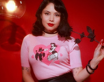 Bound To You short sleeve Sweater size S,M,L,XL in Pink Vintage Valentine's inspired By MISCHIEF MADE