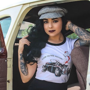 Good to the finish Fitted Ringer Graphic T-shirt in White/Black /size S, M, L,XL,2XL vintage inspired by Mischief Made