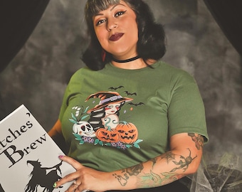 Witches’ Brew Mini T-shirt in Black Vintage Halloween inspired by Mischief Made