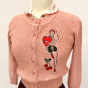 Hold On To Your Heart Cropped Cardigan in Peach Beige size S,M,L,XL Sweater Vintage inspired By MISCHIEF MADE image 6