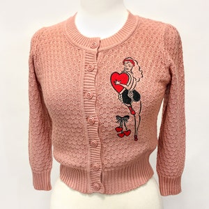 Hold On To Your Heart Cropped Cardigan in Peach Beige size S,M,L,XL Sweater Vintage inspired By MISCHIEF MADE image 2