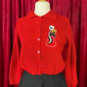 Little Stinker Collared Cropped Sweater in Red / vintage inspired by Mischief Made