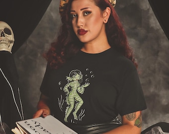 Lagoon Lady Mini T-shirt in Black size XS, S, M, L,XL vintage inspired by Mischief Made, devil monster