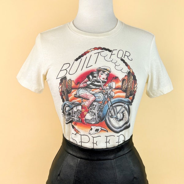 Built for speed Fitted Graphic T-shirt in Ivory size S,M,L,XL,2XL,3XL Vintage inspired by Mischief Made